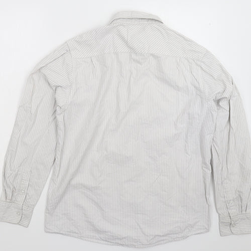 Cedar Wood State Mens Grey Striped   Button-Up Size M