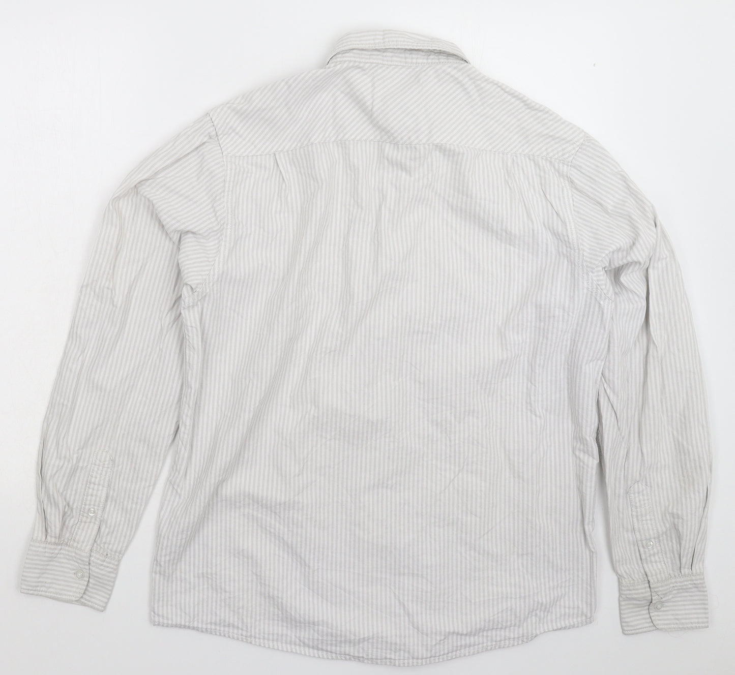 Cedar Wood State Mens Grey Striped   Button-Up Size M