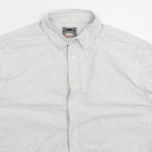 Cedar Wood State Mens Grey Striped   Button-Up Size M