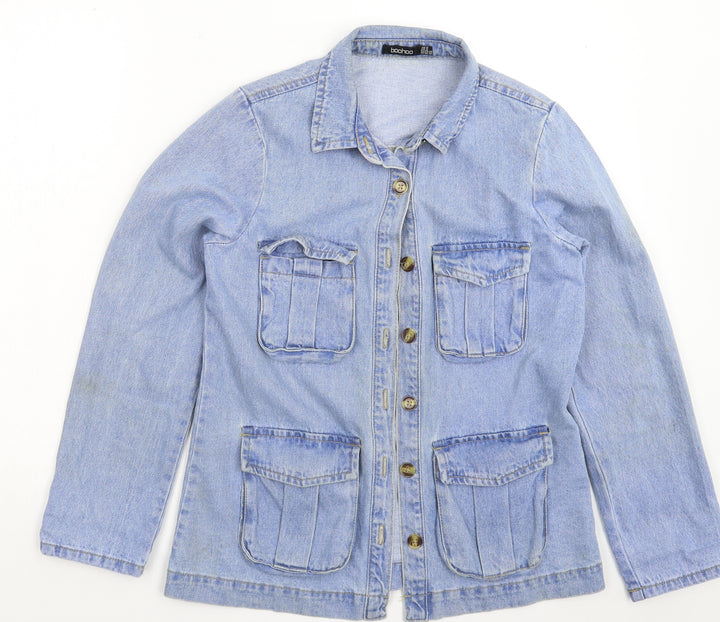 Boohoo Womens Blue Denim Jacket Size 6