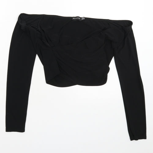 PRETTYLITTLETHING Womens Black   Cropped Blouse Size 12