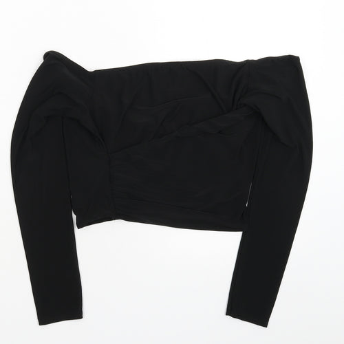 PRETTYLITTLETHING Womens Black   Cropped Blouse Size 12