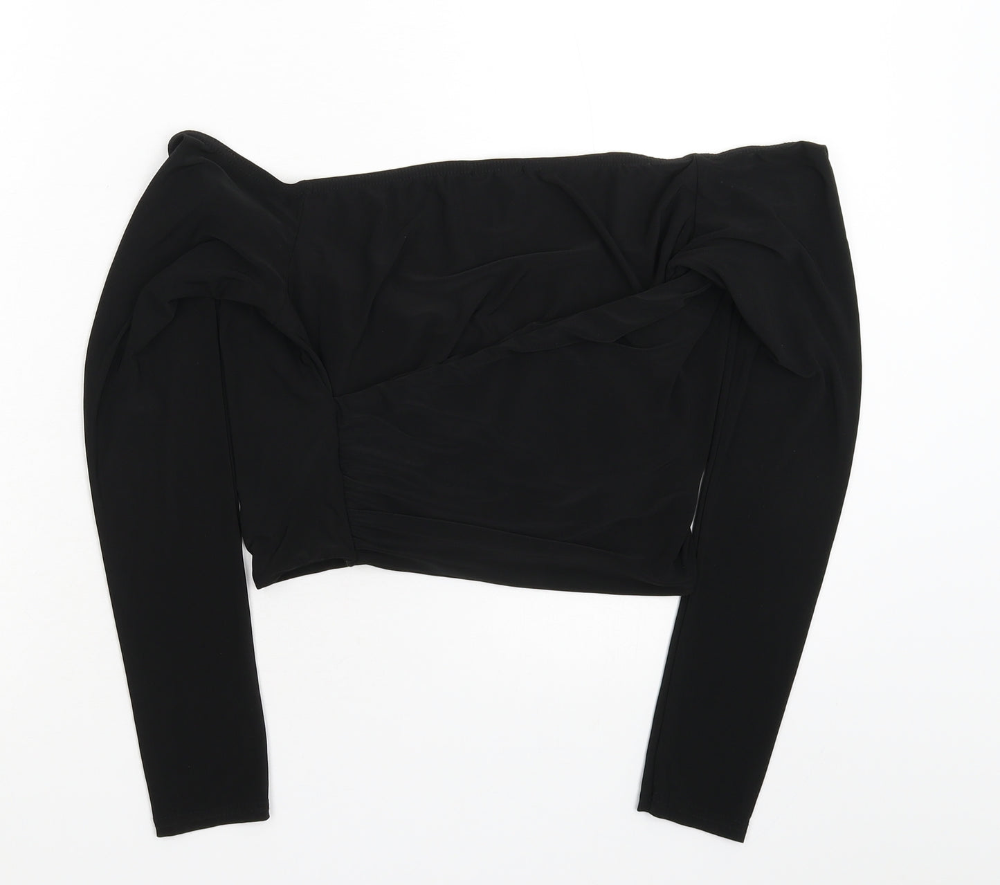 PRETTYLITTLETHING Womens Black   Cropped Blouse Size 12