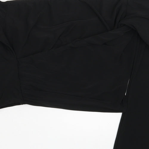 PRETTYLITTLETHING Womens Black   Cropped Blouse Size 12
