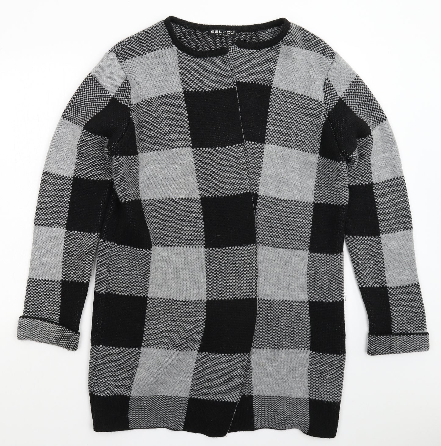 Select Womens Grey Check Knit Cardigan Jumper Size 16