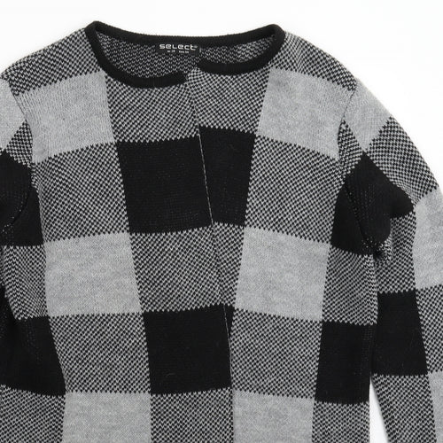 Select Womens Grey Check Knit Cardigan Jumper Size 16