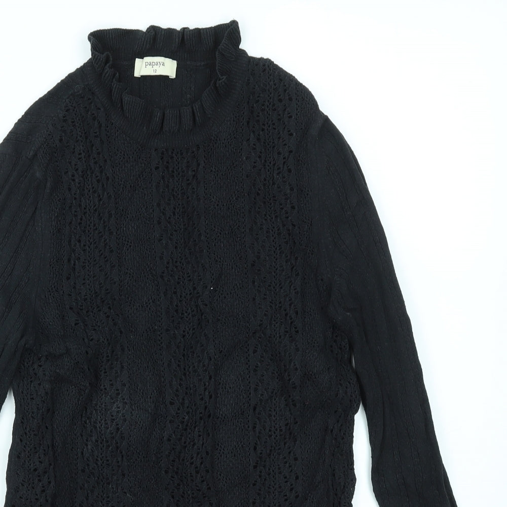 Papaya Womens Black   Basic T-Shirt Size 12
