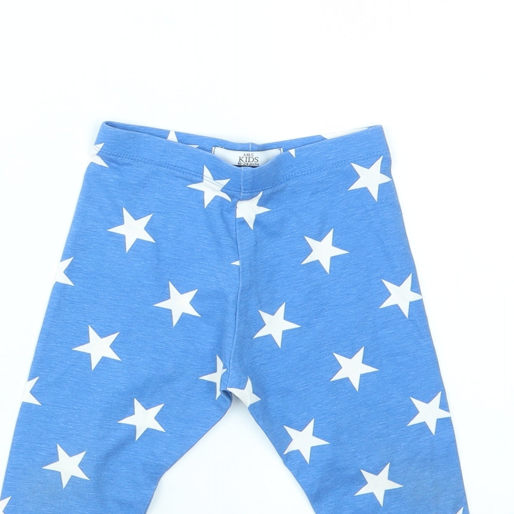 M&S Boys Blue Argyle/Diamond  Capri Leggings Size 18-24 Months