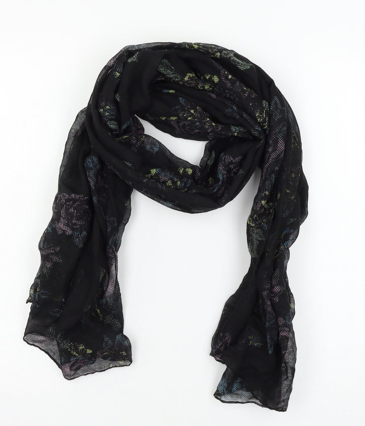 Preworn Womens Black Floral   Scarf