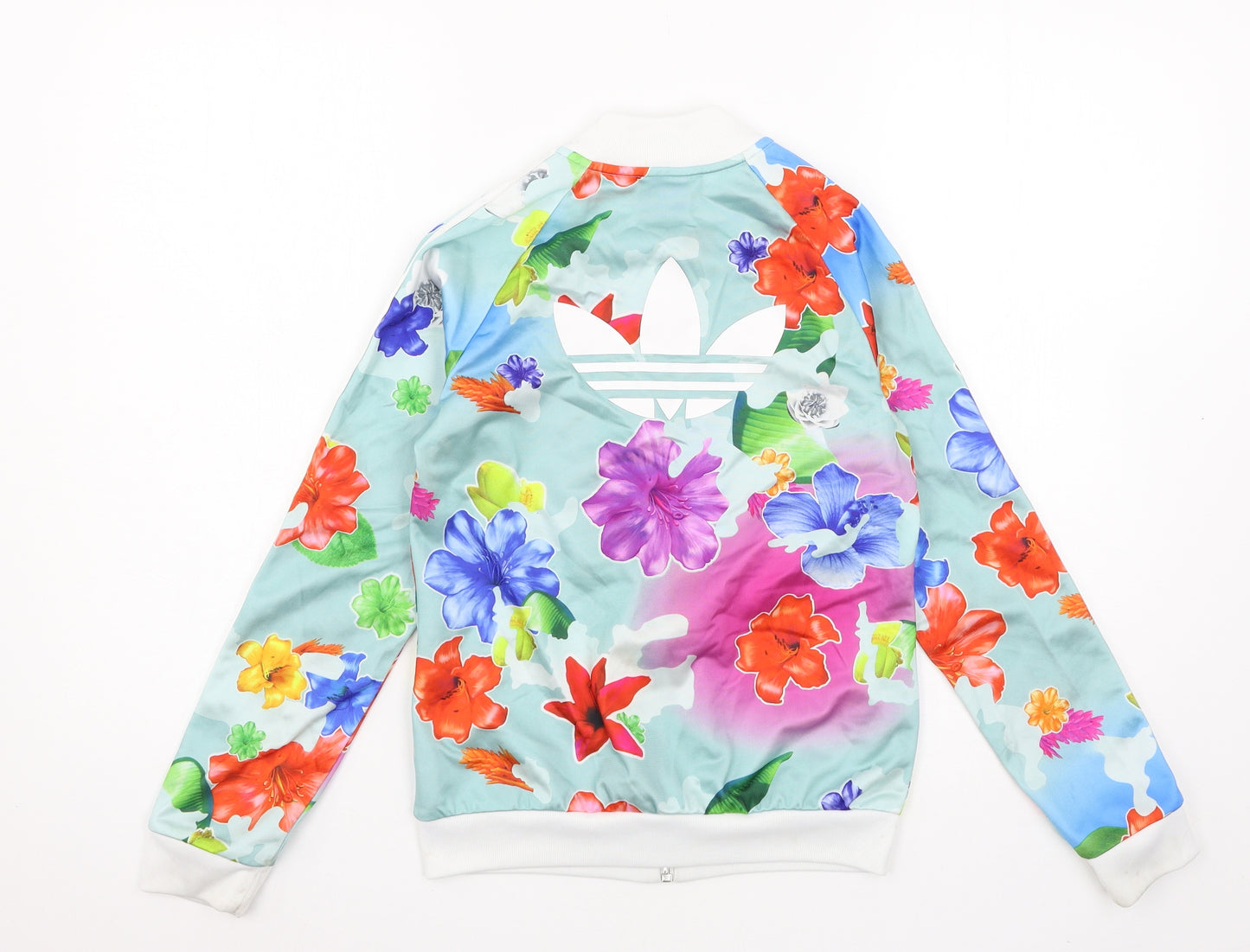adidas Girls Blue Floral Jersey Pullover Sweatshirt Size 11-12 Years