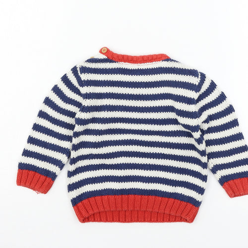 TU Baby Blue Striped Knit Pullover Jumper Size 9-12 Months  - Polar Bear
