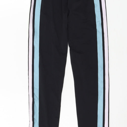 Workout Womens Black Striped Jersey Capri Leggings Size 4 L25 in