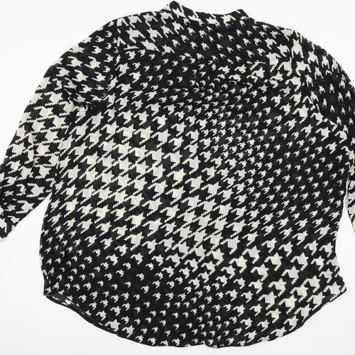 H&M Womens Black Houndstooth Chiffon Basic Blouse Size XL