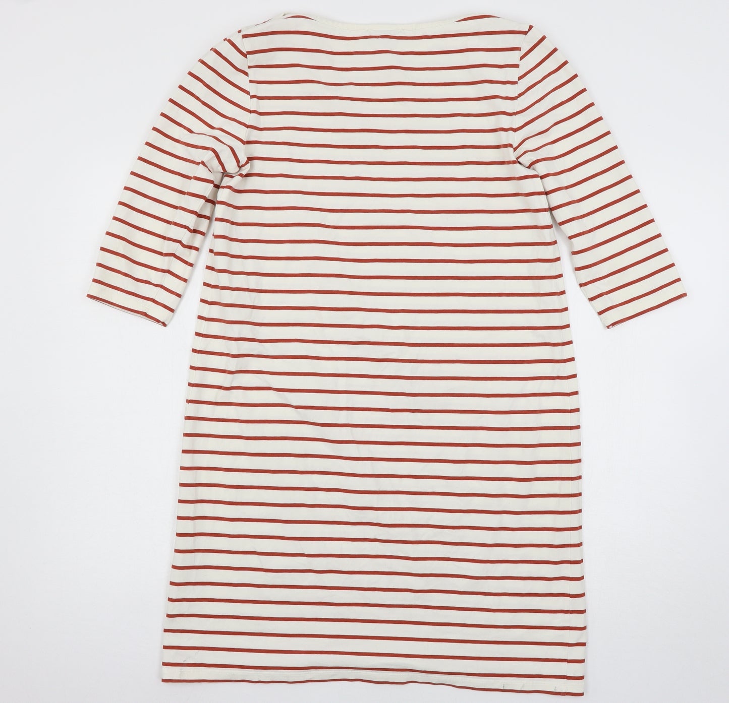 Jaeger Womens White Striped Jersey T-Shirt Dress  Size M