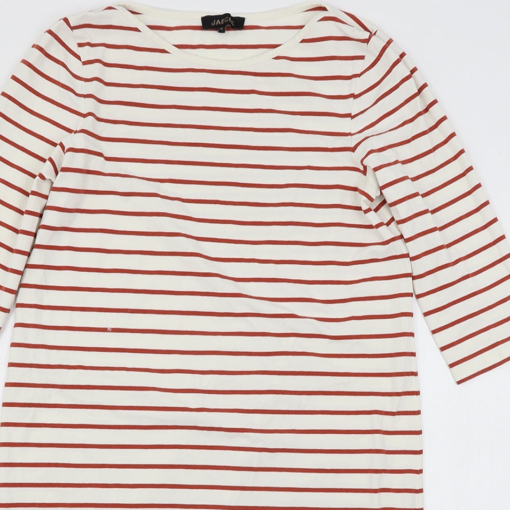 Jaeger Womens White Striped Jersey T-Shirt Dress  Size M