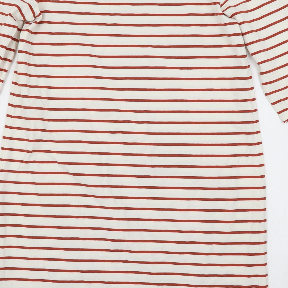 Jaeger Womens White Striped Jersey T-Shirt Dress  Size M