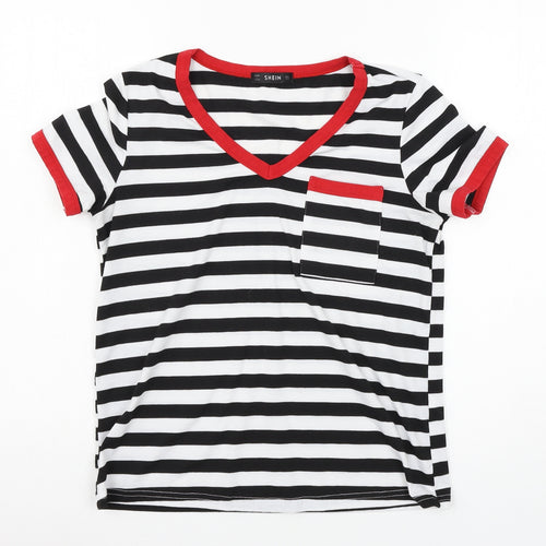 SheIn Womens Black Striped Jersey Basic T-Shirt Size S