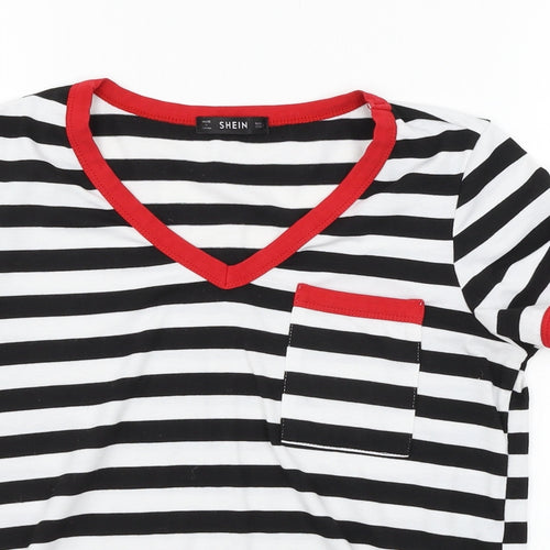 SheIn Womens Black Striped Jersey Basic T-Shirt Size S