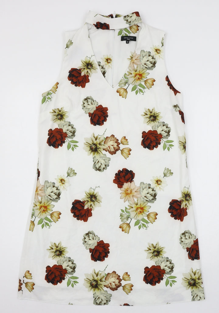 New Look Womens White Floral  A-Line  Size 12