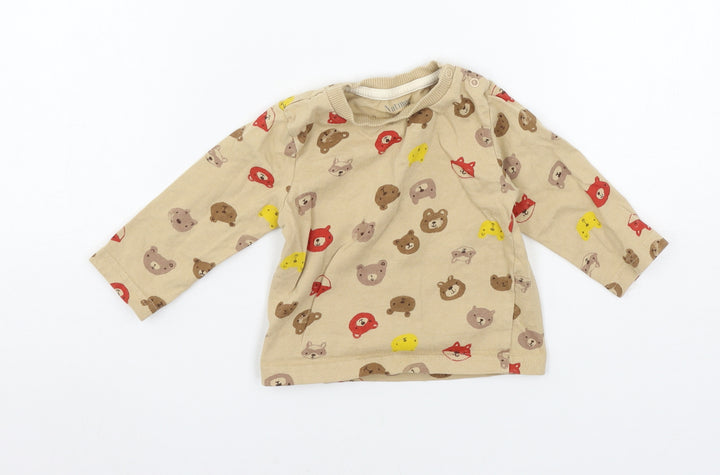 Nutmeg Boys Brown Geometric Jersey Basic T-Shirt Size 9-12 Months  - bear