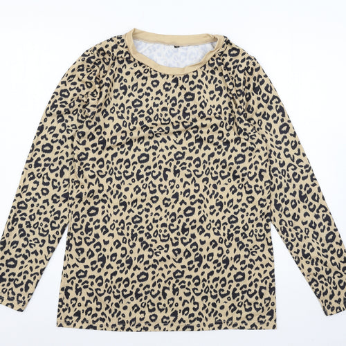 Preworn Womens Brown Animal Print Jersey Basic T-Shirt Size S