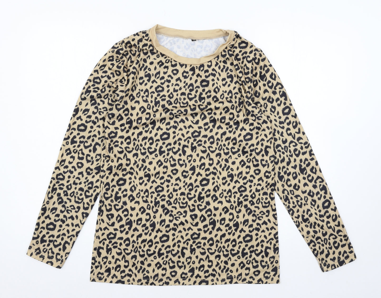 Preworn Womens Brown Animal Print Jersey Basic T-Shirt Size S