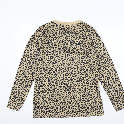 Preworn Womens Brown Animal Print Jersey Basic T-Shirt Size S