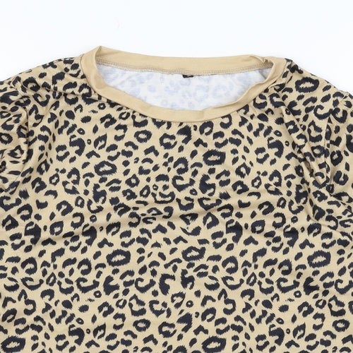 Preworn Womens Brown Animal Print Jersey Basic T-Shirt Size S
