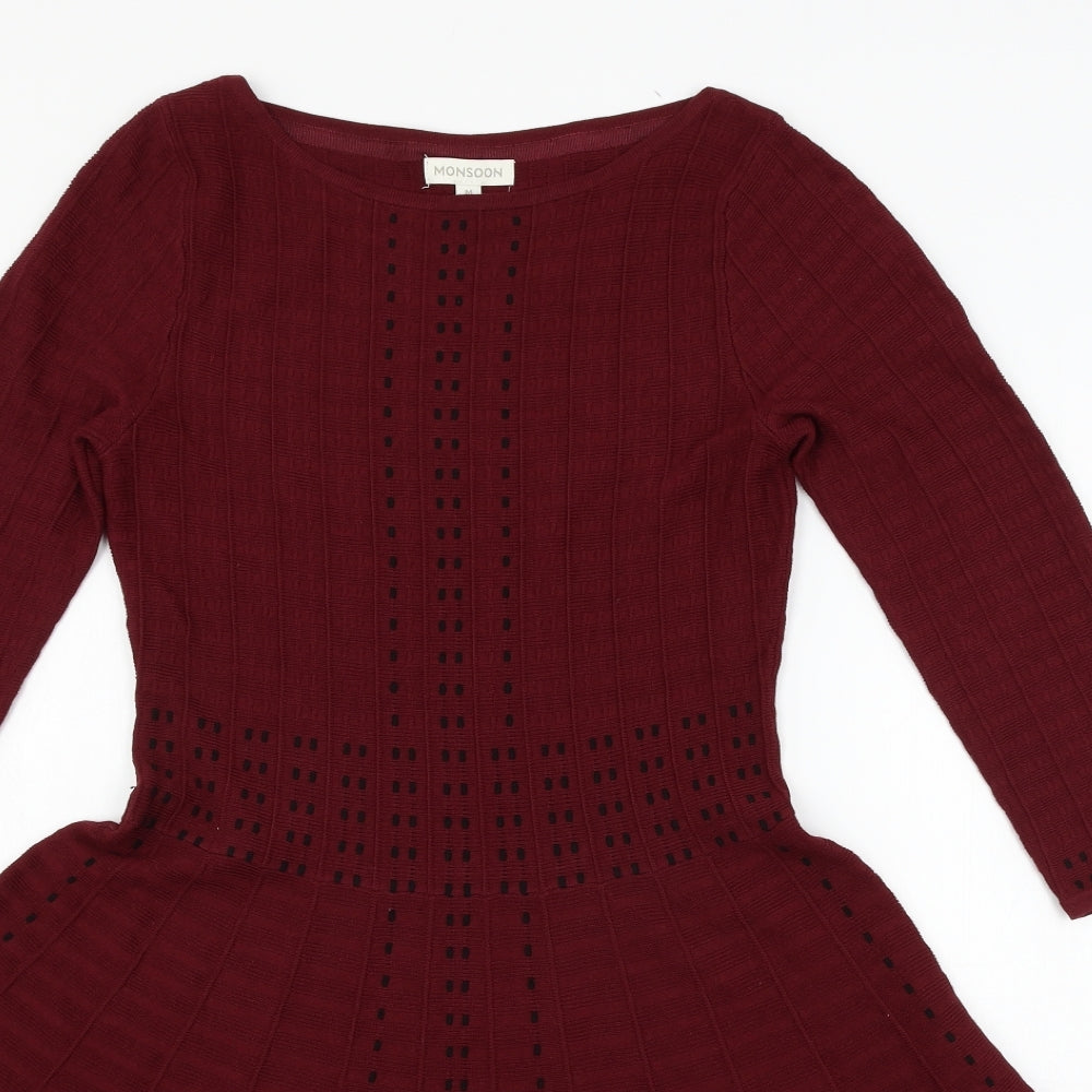 Monsoon Womens Red  Knit Skater Dress  Size M