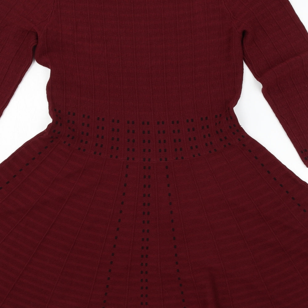 Monsoon Womens Red  Knit Skater Dress  Size M