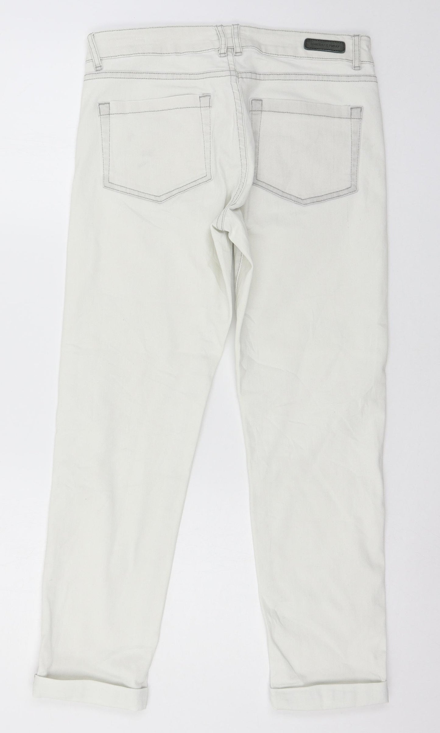 OPUS Womens White  Denim Straight Jeans Size 8 L26 in