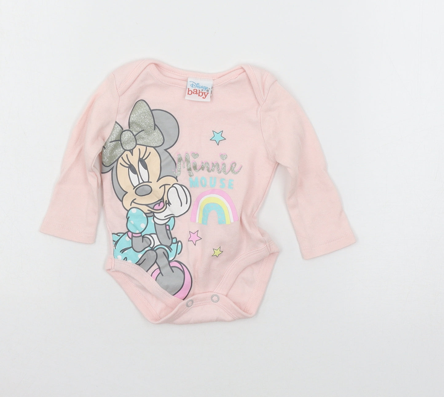 PEP & CO Girls Pink  Jersey Babygrow One-Piece Size 0-3 Months  - Minnie Mouse