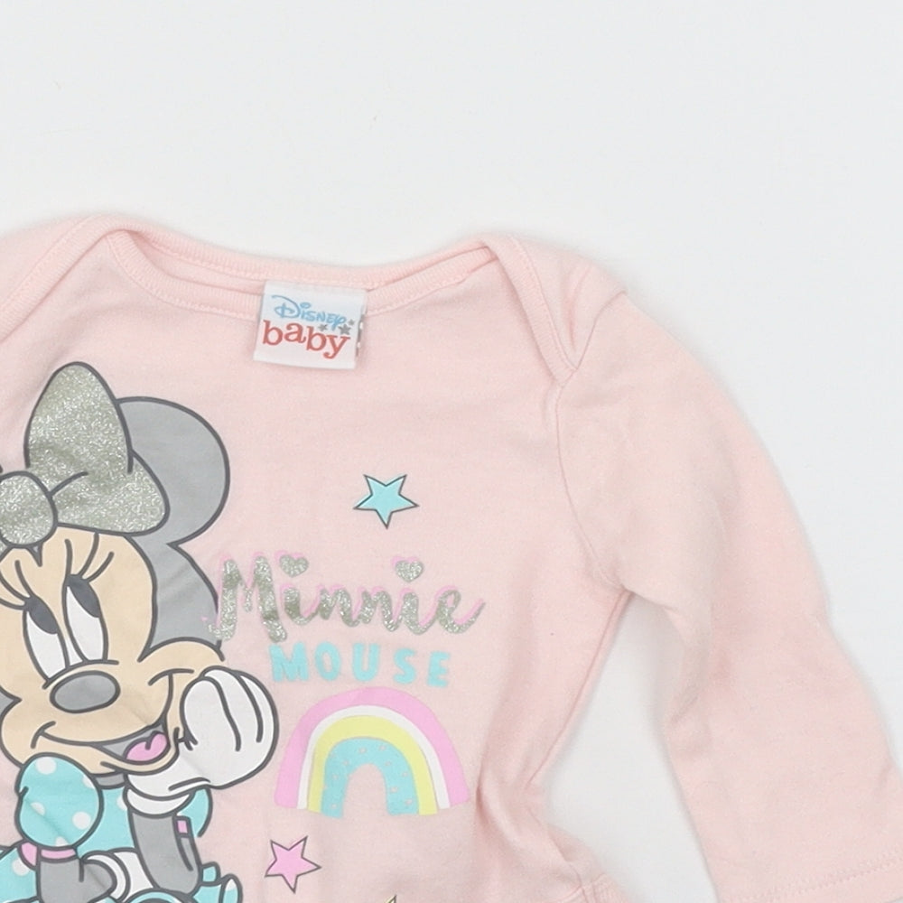 PEP & CO Girls Pink  Jersey Babygrow One-Piece Size 0-3 Months  - Minnie Mouse