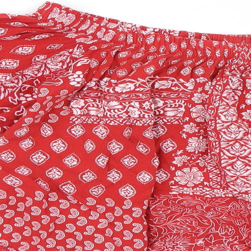 Select Womens Red Paisley  Cropped T-Shirt Size 8