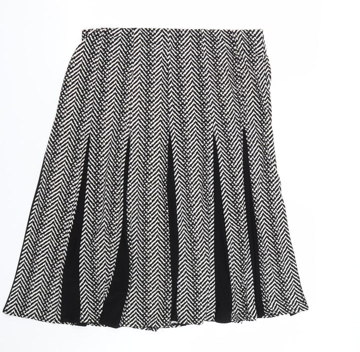 Roz&Ali Womens Black Striped  Skater Skirt Size L