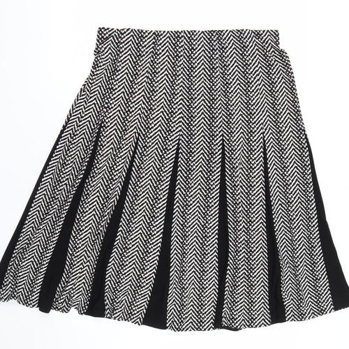 Roz&Ali Womens Black Striped  Skater Skirt Size L