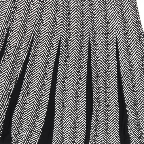 Roz&Ali Womens Black Striped  Skater Skirt Size L