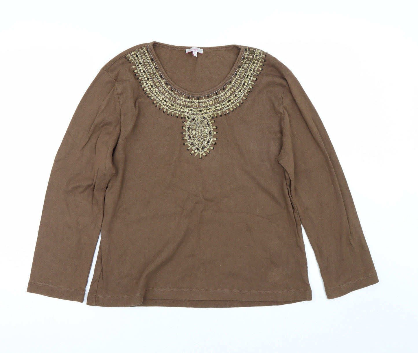 IMAGES Womens Brown   Basic T-Shirt Size XL