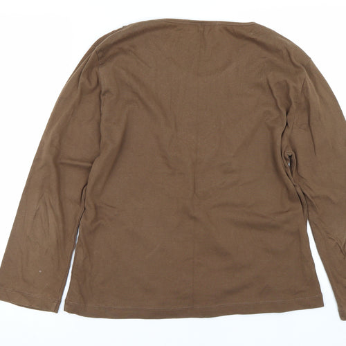 IMAGES Womens Brown   Basic T-Shirt Size XL
