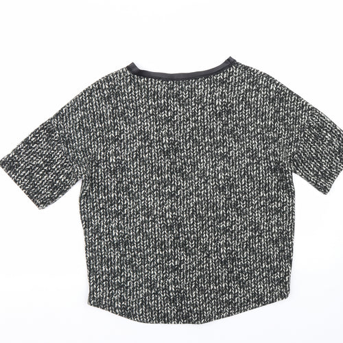 Zara Womens Black Herringbone  Basic T-Shirt Size S