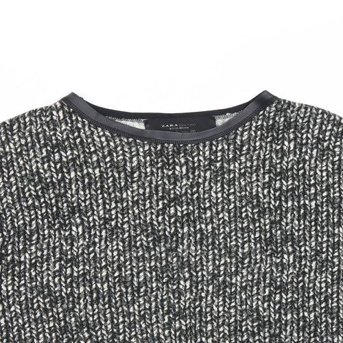 Zara Womens Black Herringbone  Basic T-Shirt Size S