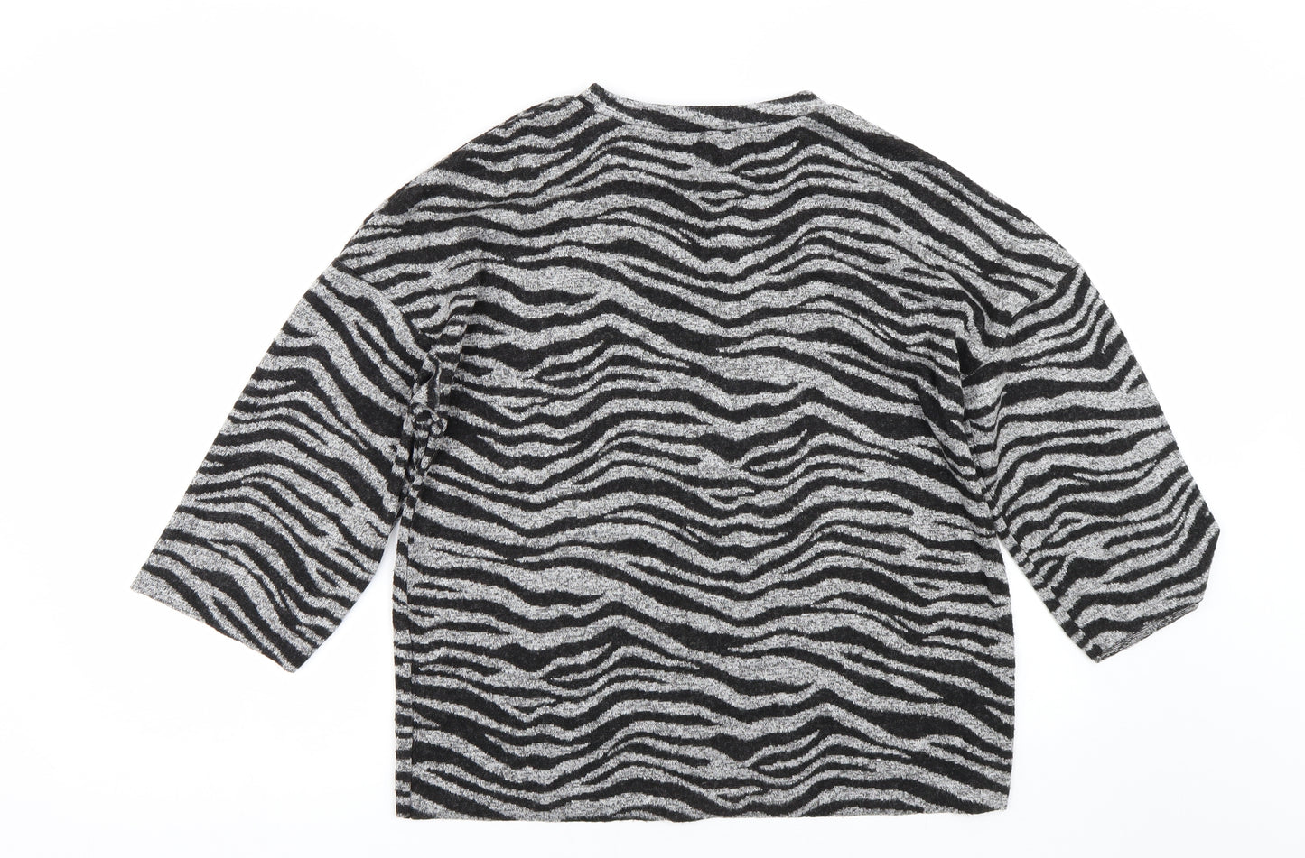Zara Womens Grey Animal Print  Basic T-Shirt Size S