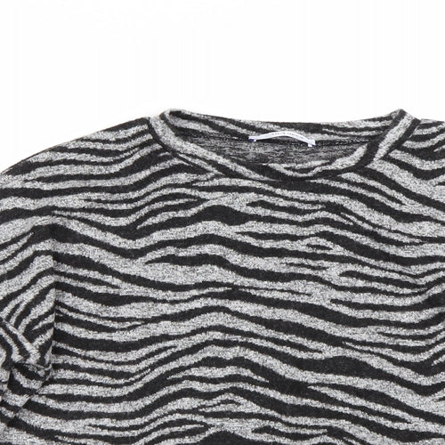 Zara Womens Grey Animal Print  Basic T-Shirt Size S
