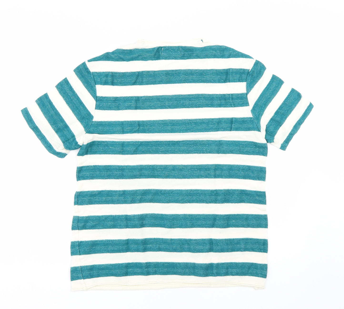 Zara Mens Green Striped   T-Shirt Size M