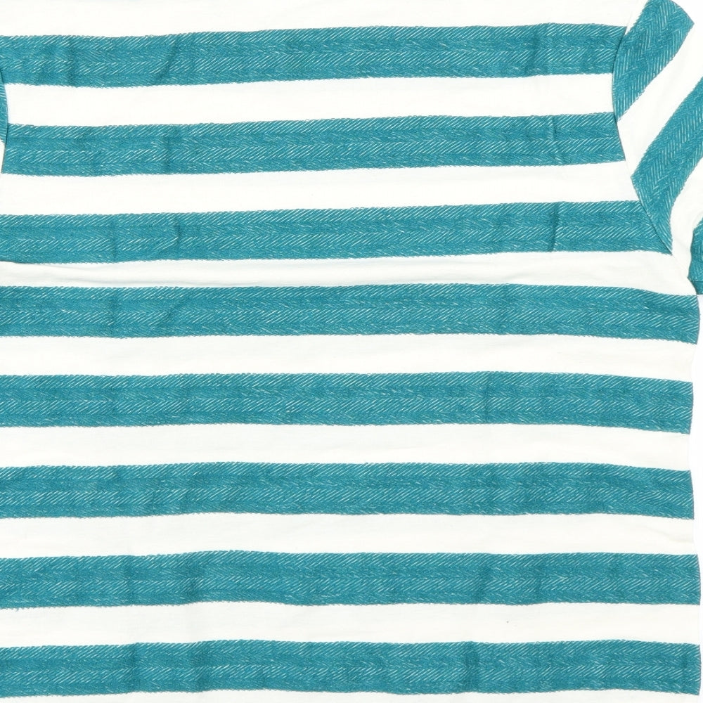 Zara Mens Green Striped   T-Shirt Size M