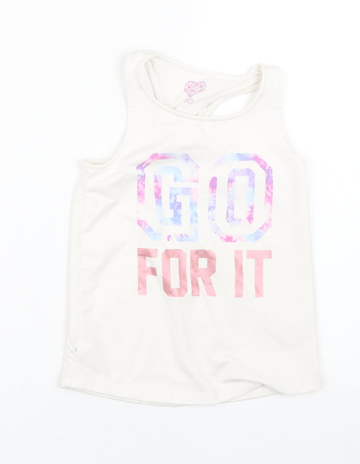 F&F Girls White   Basic Tank Size 8-9 Years