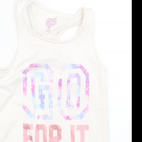 F&F Girls White   Basic Tank Size 8-9 Years