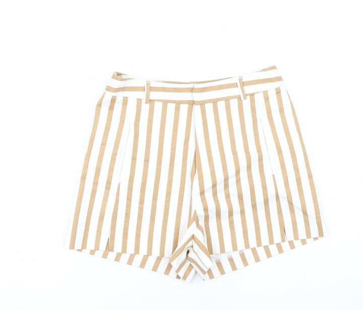 Stradivarius Womens Brown Striped Paperbag Shorts Size 8