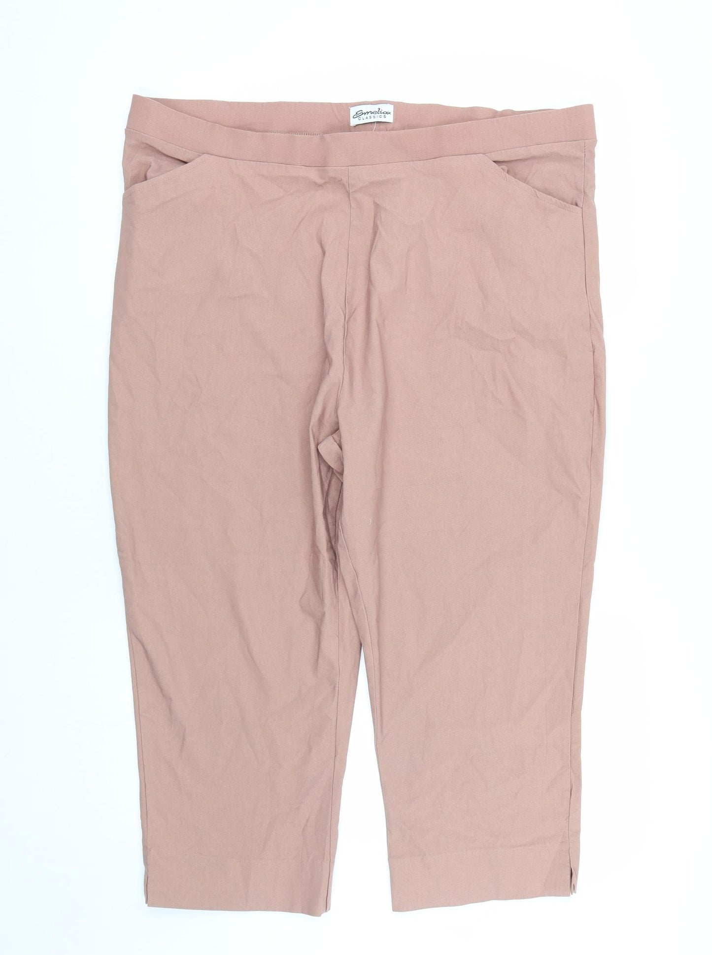 Emeliax Womens Pink   Cropped Trousers Size XL L20 in