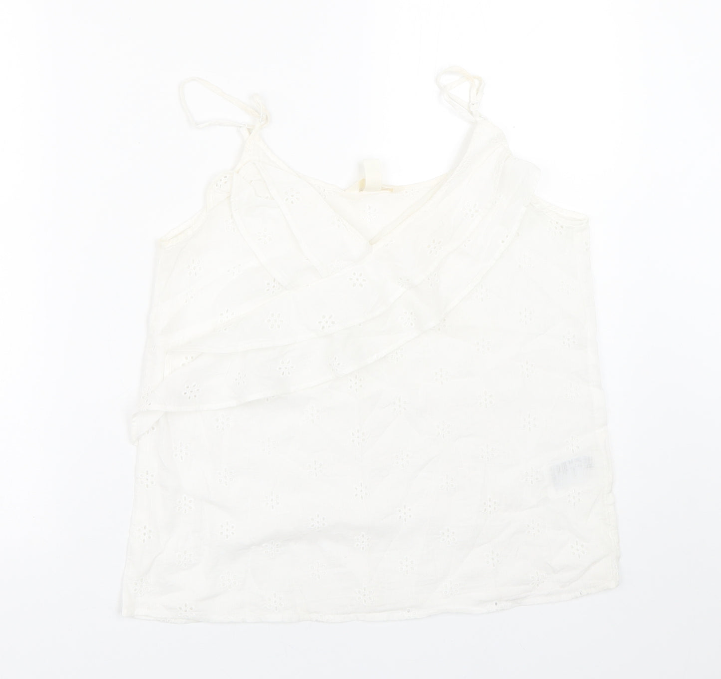 H&M Womens White Floral  Basic Tank Size 8